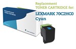 70C2HCO Lexmark cyan genfyldt Lasertoner